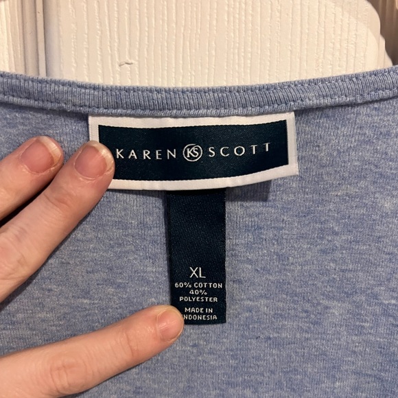 Karen Scott Blue Tank Top Rhinestone Embellished & Cutout Neckline Size XL - Picture 3 of 4